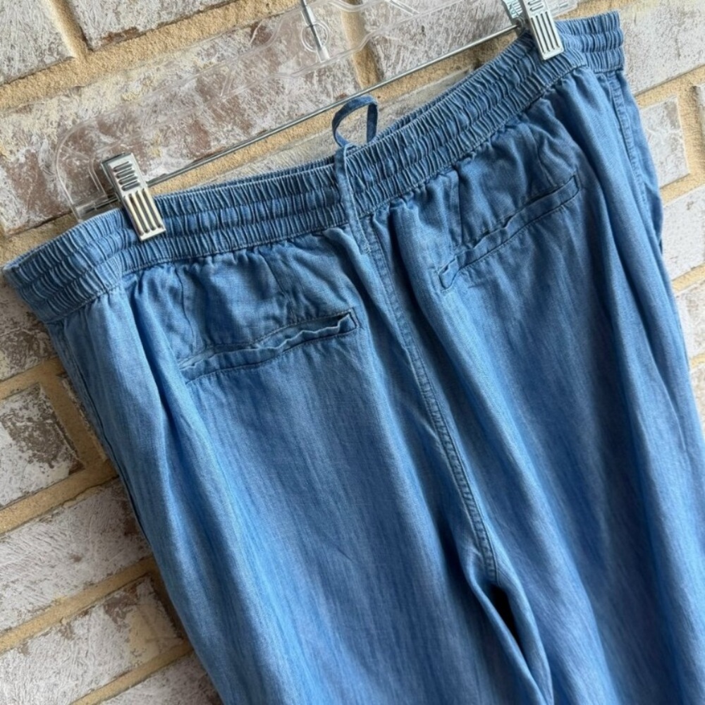 Lands' End Blue Wide-Leg Drawstring Pants - Picture 4 of 7
